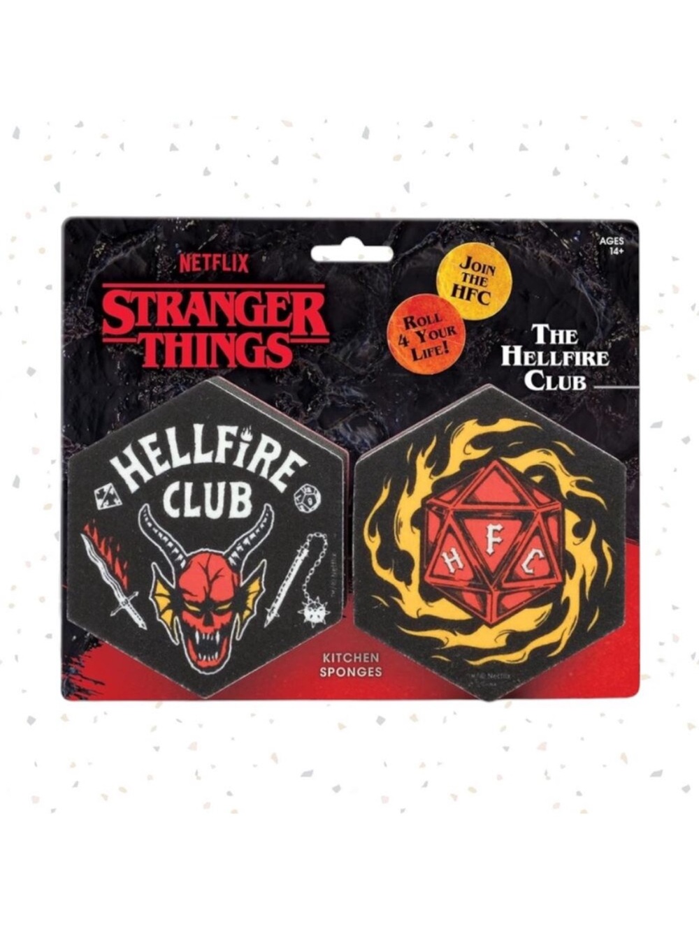 Stranger Things Hellfire Club Kitchen Sponges DnD Edgy Dorm Stocking Stuffer NEW